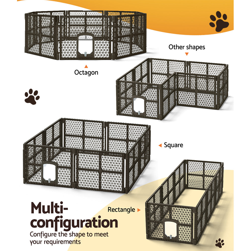 i.Pet Pet Dog Playpen Enclosure 8 Panel Fence Puppy Cage Plastic Play Pen Fold - i.Pet