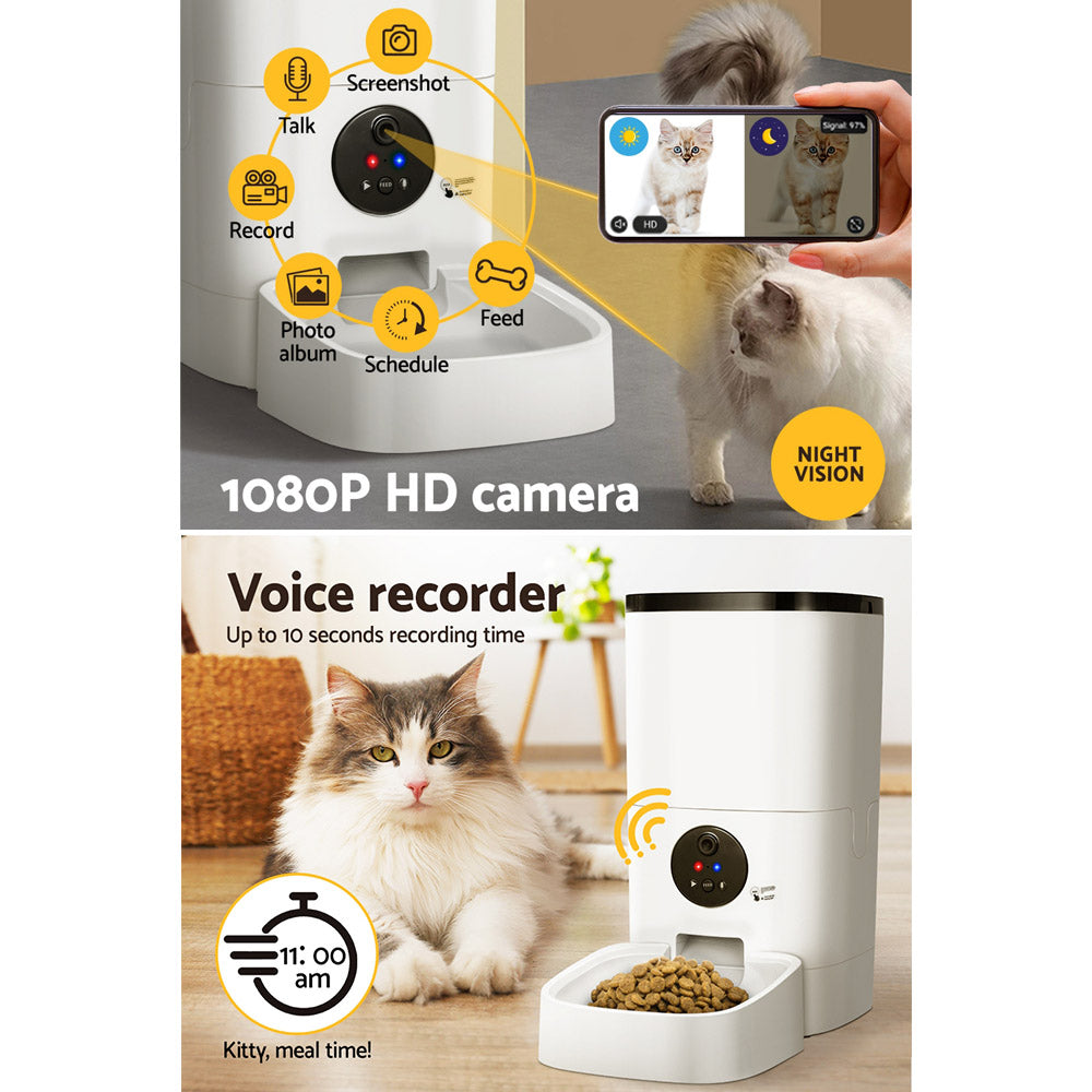 i.Pet Automatic Pet Feeder 6L Auto Camera Dog Cat Smart Video Wifi Food App Hd - i.Pet