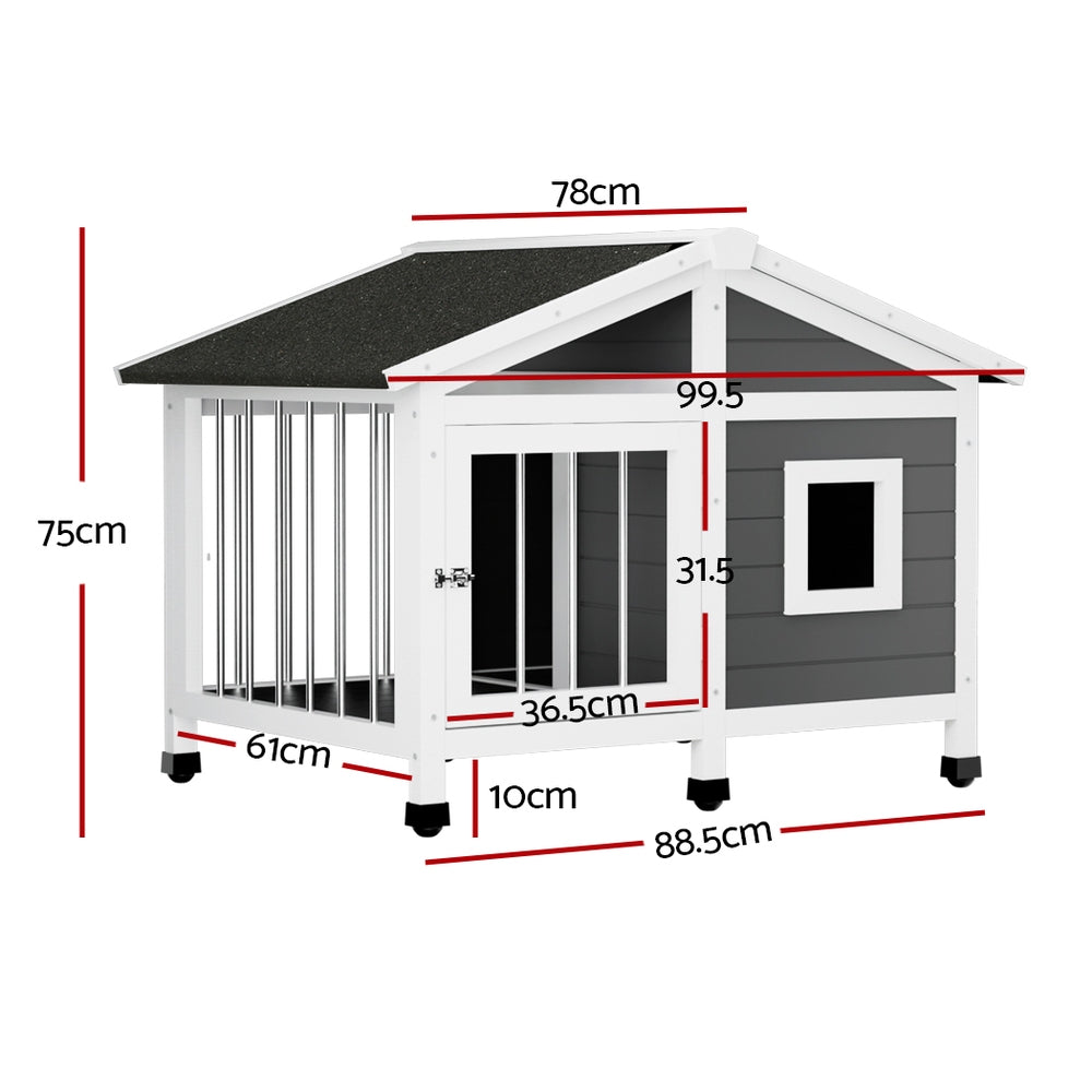 i.Pet Dog Kennel House Large Wooden Outdoor Pet Kennels Indoor Puppy Cabin Home - i.Pet