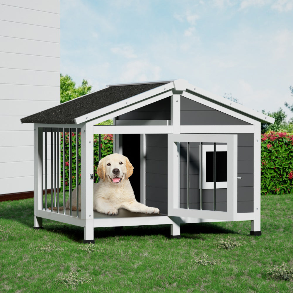 i.Pet Dog Kennel House Large Wooden Outdoor Pet Kennels Indoor Puppy Cabin Home - i.Pet