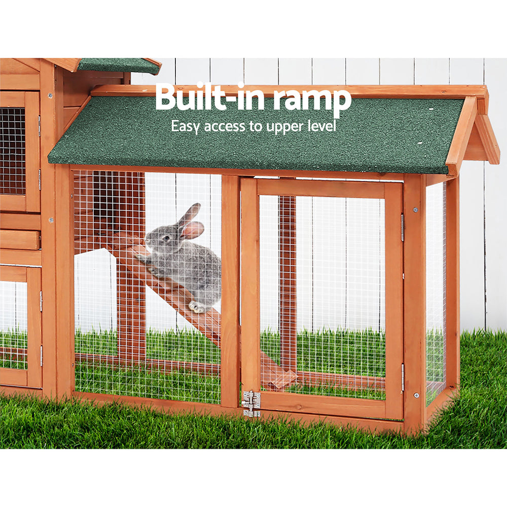 i.Pet Rust Proof Wooden Outdoor Hutch for Rabbits, Chickens, Guinea Pigs
