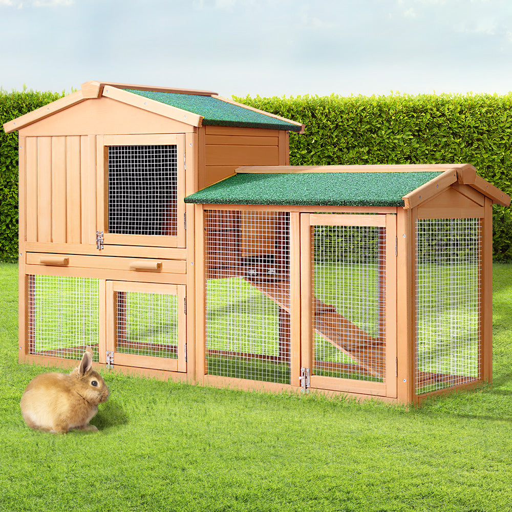 i.Pet 138cm Wide Wooden Pet Hutch with Stairs