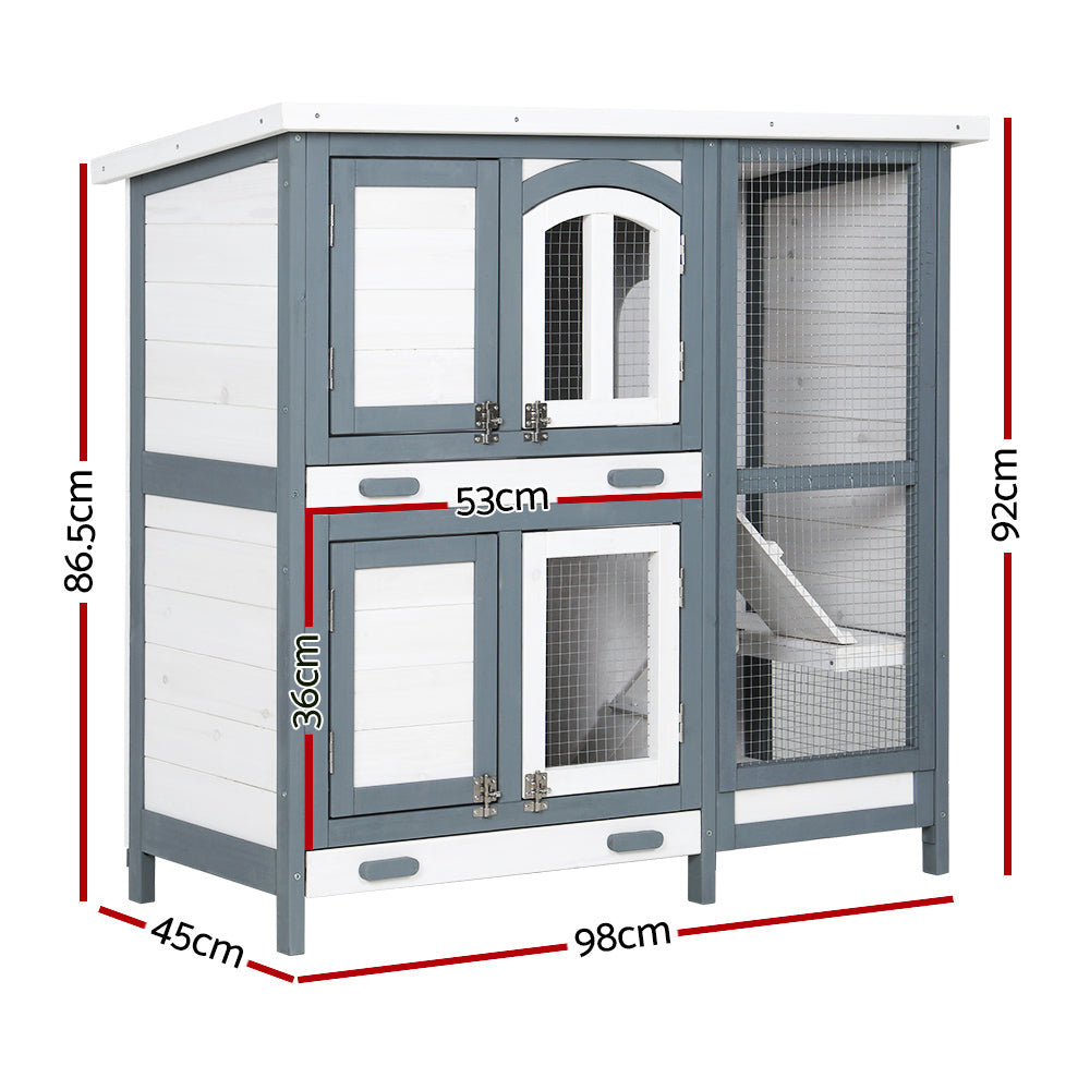 i.Pet Rabbit Hutch Large Chicken Coop Wooden House Run Cage Pet Bunny Guinea Pig - i.Pet