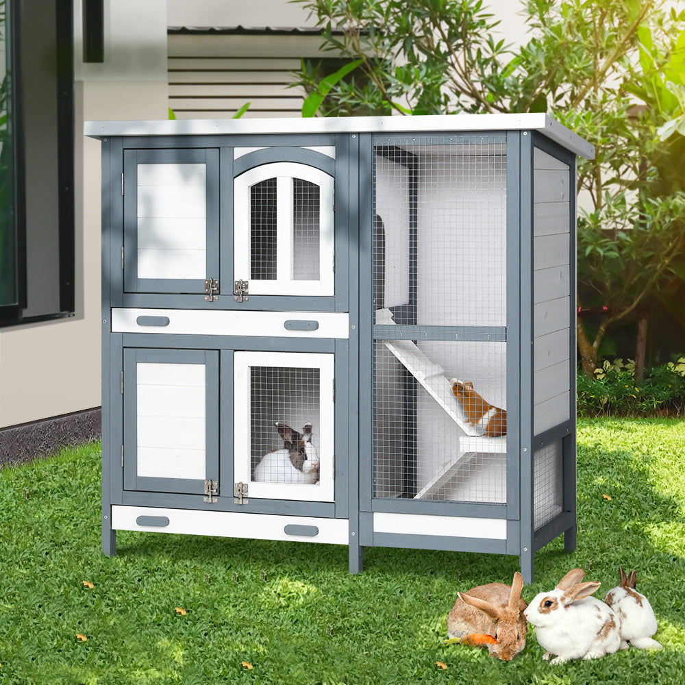 Rabbit Hutch 98cm x 45cm x 92cm Chicken Coop Large Wooden House