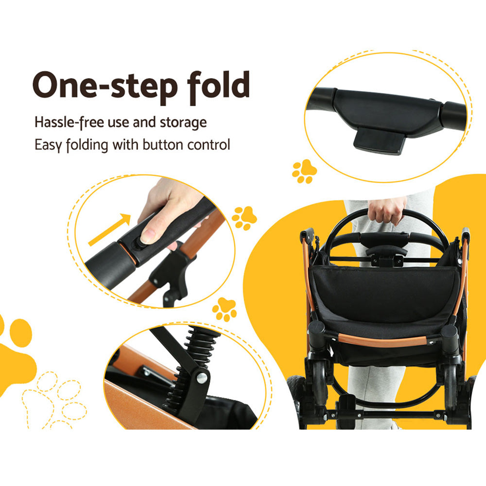 i.Pet Pet Stroller Dog Pram Large Cat Carrier Travel Pushchair Foldable 4 Wheels - i.Pet