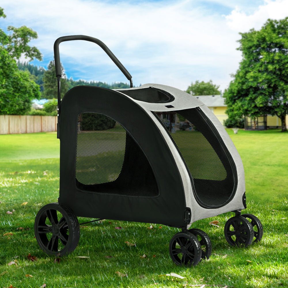 i.Pet Pet Dog Stroller Pram Large Carrier Cat Travel Foldable Strollers 4 Wheels - i.Pet