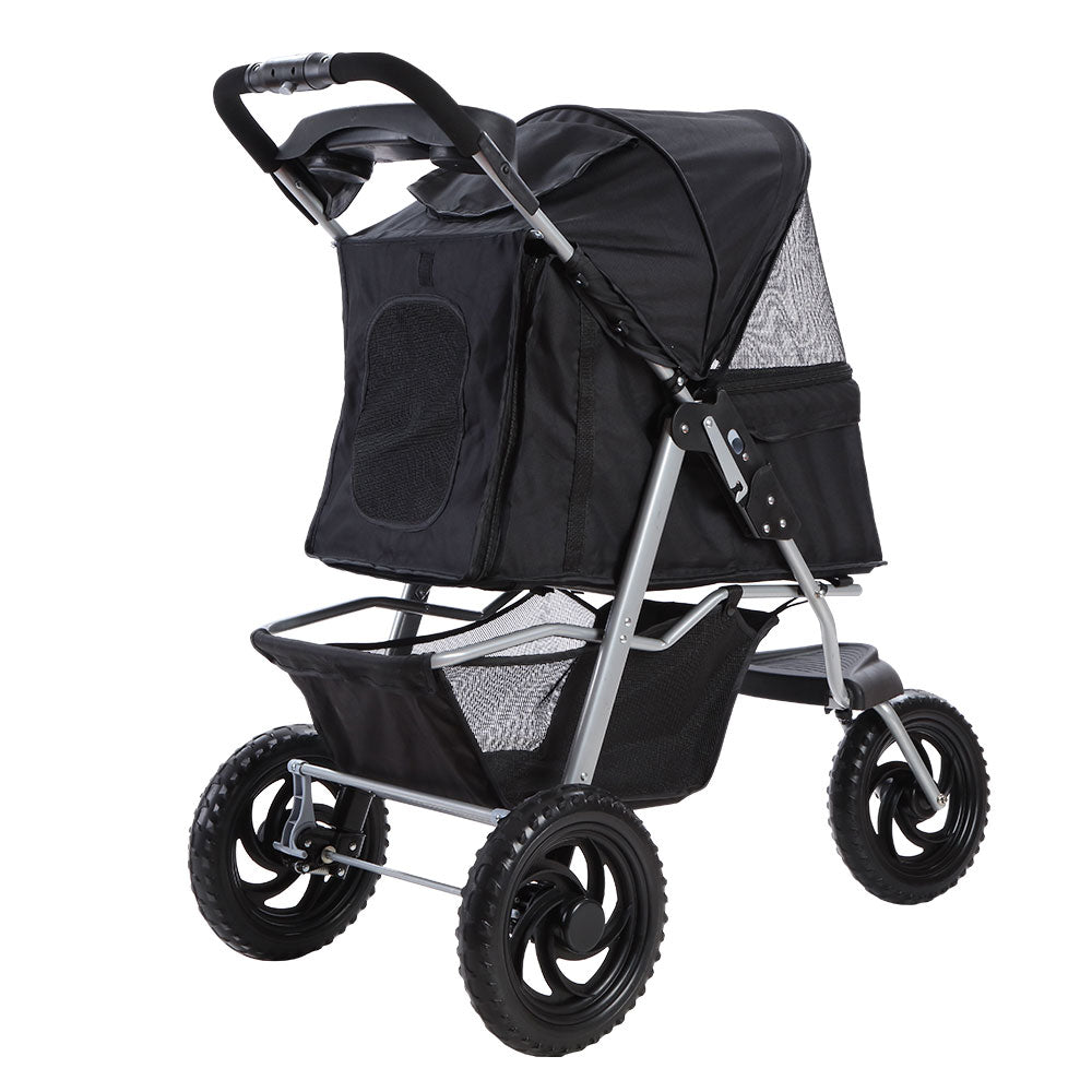 i.Pet Foldable Stroller Pram for Dogs and Cats - Black